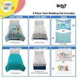 Sunny Side Up Bluey & Friends Twin Comforter Set - 5 Piece Kids Bedding Includes Comforter, Sheets & Pillow Cover - Super Soft Microfiber Bed Set Sunny Side Up