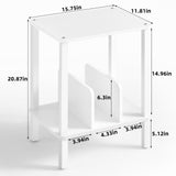LELELINKY 2-Tier Record Player Stand with Vinyl Record Storage up to 100 Albums, Bedroom Record Holder and Multi-Functional End Table for Living Room, White LELELINKY