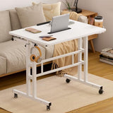SogesHome 31.5 inch Mobile Standing Desk Adjustable Computer Desk Rolling Laptop Cart Portable Laptop Stand on Wheels Home Office Workstation with Cup Holder,Headphone Holder, Upgrade White SogesHome