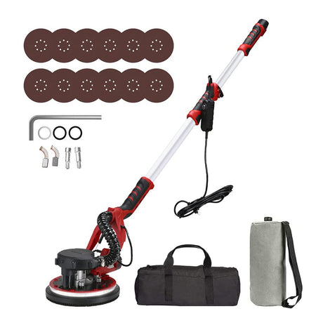 Anbt Drywall Sander,1250W Electric Wall Sander, Double-Deck LED Lights Sander, Electric Drywall Sander w/Dust-Free Automatic Vacuum System 5 Variable Speed,12PC Sanding Disks Anbt