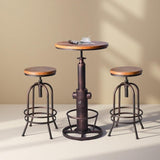 BOKKOLIK Industrial Bar Table Swivel Round Wooden Top Height Adjustable 38.6-44.4inch Vintage Kitchen Dining Chair Coffee Table Hydrant Design Bistro Table BOKKOLIK