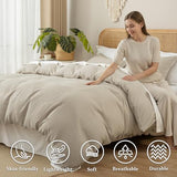 David's Home Waffle Weave Duvet Cover Set King Size,Soft Breathable 3pcs Comforter Cover Set with 2 Pillowcases,Textured Home Decor Bedding Set Cozy for All Seasons, Nature 104"×90",No Comforter David's Home
