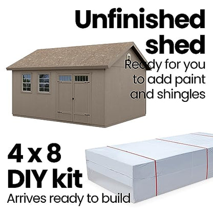 Handy Home Products Scarsdale 12x16 Do-it-Yourself Wooden Storage Shed Tan - WoodArtSupply