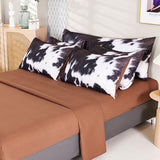 SUCSES 8 Pieces California King Comforter Set with Sheets, Cal King Size Cow Fur Print Bedding Set for Kids Teens Boys Girls, Western Style Highland Cowhide Farmhouse Bed in A Bag SUCSES