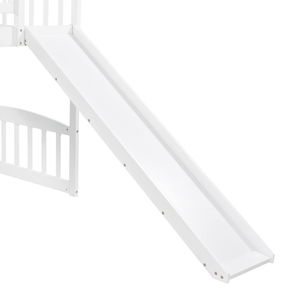 Twin Loft Bed with Slide and Stairs, Wooden Low Loft Bed Frame with Storage for Kids Girls Boys - White Bellemave