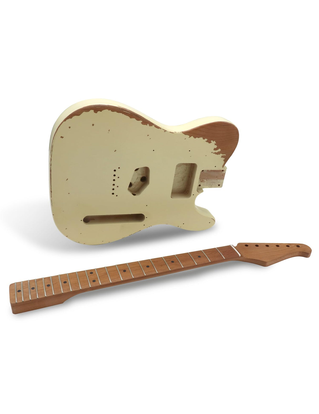 Sunsmile DIY Electric Guitar Kit TL Style Heavy Relic Aged Vintage with Alder Body Roast Maple Neck and Fingerboard S-S 6 String Build Your Own Guitar Relic Cream. sunsmile
