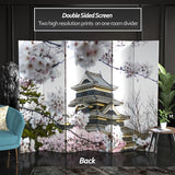 Red Lantern 6 ft. Tall Double Sided Cherry Blossoms Canvas Room Divider 6 Panel Freestanding Folding Privacy Screen, Partition, and Separator for Modern and Contemporary Bedroom, Home Office, Studio Red Lantern