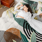 Erosebridal 7 Piece Boho Mid Century Bedding Sets Full Modern Abstract Geometric Comforter Set for Women Men,Retro Minimalist Aesthetic Bed in a Bag Line Art Sheet Set with Comforter,Green Erosebridal