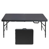 ICSPOID Portable Plastic Folding Table 4ft/6ft/8ft Heavy Duty White Black Picnic Dining Table Fold-in-Half for Camp Party Kitchen Indoor Outdoor ICSPOID