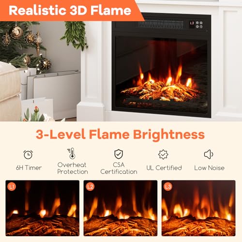 ORALNER 32” Electric Fireplace with Mantel, Package Wooden Firebox Surround Freestanding 18“ Fireplace Insert Heater w/ 3 Flame Effects, Remote & 6H Timer, Overheat Protection, 1400W (White) ORALNER