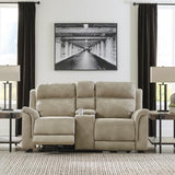 Signature Design by Ashley Next-Gen DuraPella Power Reclining Loveseat with Center Console and Adjustable Headrest, Beige Signature Design by Ashley