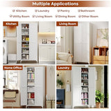 GangMei Metal Kitchen Pantry Cabinet with 2 Doors,Metal Pantry Cabinet with 5 Adjustable Shelves for Kitchen,Home,74.2" H × 31.5" W × 15.75" D,Required Assembly, White GangMei