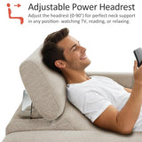 MCombo Zero Wall Recliner Chair, Wall Hugger Power Recliner Chair with Adjustable Headrest, High Wood Leg, USB & Type C Dual Charge Ports, for Living Room, Small Spaces, HL128 (Textile, Beige)
