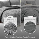 Comfort Spaces Queen Comforter Set Reversible Feather-Soft Plush Comforters for Queen Size Bed All Season Lightweight Shearling Fleece Sherpa Comforter Queen Size Bed Set, Full/Queen, Grey 3 Piece Comfort Spaces