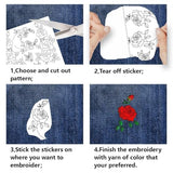 BENECREAT 4 Sheets Roses Sewing Embroidery Stabilizers, 42pcs Flowers Embroidery Paper with Pre-Printed Water Soluble Stabilizer for Embroidery Hand Sewing Lover Beginners