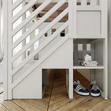 Max & Lily Twin Bunk Bed with Staircase and Storage Drawers, Underbed, White Max & Lily