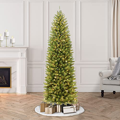 Puleo International 10 Foot Pre-Lit Fraser Fir Pencil Artificial Christmas Tree with 650 UL Listed Clear Lights