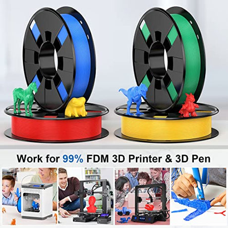 ENTINA 4 Colors PLA 3D Printer Filament Bundle, PLA Filament 1.75 mm for 3D Printers, Dimensional Accuracy +/- 0.02 mm, 200g x 4 Spools Set Entina