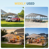 20x20 FT Metal Carport with Updated Roof & Enhanced Base, Heavy Duty Canopy Carport Garage, Vertaile for Car, Truck, Boat, Tractors, Party, Grey Wisteria Lane