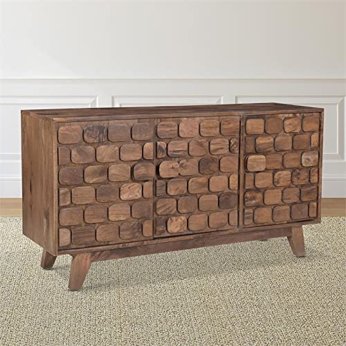 XPRESS WORLD Steve Silver Darby Century Modern Solid Wood Sideboard Buffet Cabinet, Storage Server, Walnut Finish - WoodArtSupply