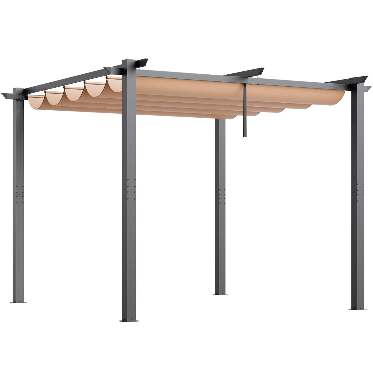 VEVOR 10'x10' Outdoor Retractable Pergola with Canopy, Aluminum Pergola with Retractable Canopy, Modern Pergola with Sun Shade Canopy for Patios, Gardens, Decks, Backyards (Beige) VEVOR