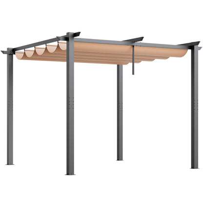 VEVOR 10'x10' Outdoor Retractable Pergola with Canopy, Aluminum Pergola with Retractable Canopy, Modern Pergola with Sun Shade Canopy for Patios, Gardens, Decks, Backyards (Beige)