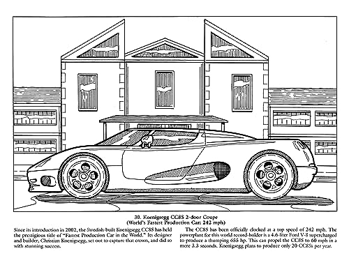 Luxury Cars Coloring Book (Dover Planes Trains Automobiles Coloring) Dover Publications