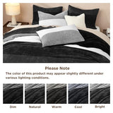 Litanika Fluffy Fleece Queen Comforter Set, Luxury Soft Plush Fuzzy Black & White Stripe Bedding Comforter Sets, Warm Shaggy Faux Fur Bed Set All Season (1 Comforter, 2 Pillowcases) Litanika