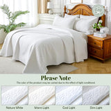 Aqzuxira White 100% Cotton Quilt Set King Size, 3 Piece Modern Textured Bedspread with Coin Pattern, Lightweight Crinkly Coverlet Sham Set, Soft Minimalist All Season Bedding, Garment-Washed Aqzuxira