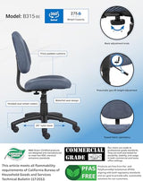 Boss Office Products B315-BE Perfect Posture Delux Fabric Task Chair Without Arms in Blue, 250 Boss Office Products