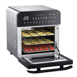 GoWISE USA 14.7-Quart Air Fryer Grill with Dual Heating Elements & Oven with Rotisserie, Dehydrator, Preheat and Broil Functions + 11 Accessories with 2 Recipe Books (Stainless Steel/Black), Ultimate GoWISE USA