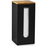 GCWSTJK Black Freestanding Wooden Toilet Paper Holder Stand, Rustic Bathroom Storage Organizer with Burnt Wood Lid, Fits 3 Extra XXL Toilet Paper Rolls GCWSTJK
