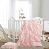 HOMBYS 3 Pieces Princess Pink CribBedding Set for Baby Girls, Ultra Soft Blush Pinch Pleat Comforter Set with Ruffles for All Season HOMBYS