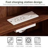 YYJ Makeup Vanity Desk with Large Mirror and Lights&Charging Station,3 Lighting Modes,Desk Vanity with 8 Storage Drawers and 8 Shelves,Makeup Table for Bedroom,Dressing Table with Nightstand,Walnut YYJ