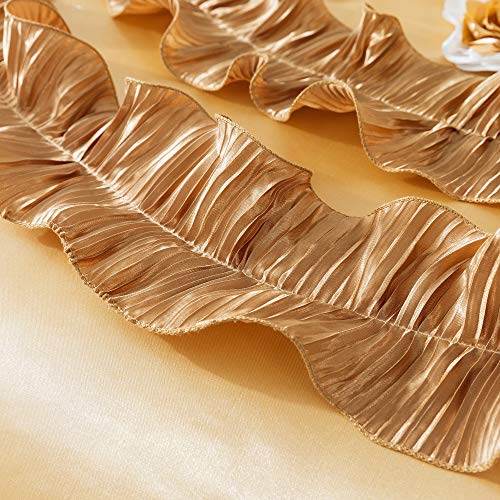 Tache Home Fashion 6 Piece Elegant Faux Satin Ruffled Comforter Set, Cal King, Sandy Beach Tache Home Fashion