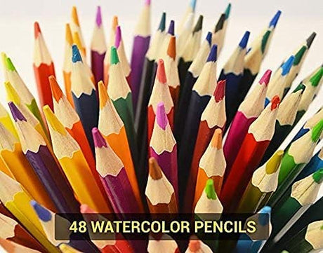 Art Magic Watercolor Pencils, Set of 48 Professional Colored Pencils for Adult and Teens, Premium Art Supplies for Coloring, Blending and Layering Art Magic
