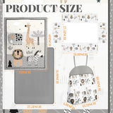 4 Piece Woodland Forest Animals Crib Bedding Set, Including Jungle Safari Crib Skirt, Blanket, Nursery Bed Sheet and Diaper Stacker, Soft Neutral Nursery Standard Size Baby Bedding for Baby Girls Boys Oudain