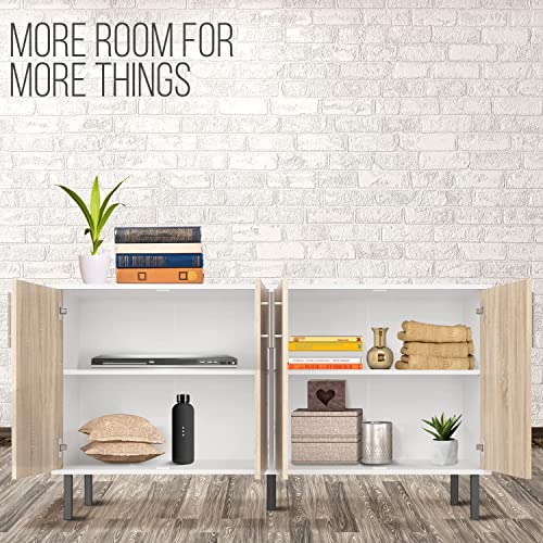 EconoHome Wood Buffet Cabinet with storage, Sideboard Cabinet with 4 Doors, Credenza for Living Room, can be used in The Office, Kitchen, Dining Room, Bedroom, as a TV Stand or Cupboard Console Table