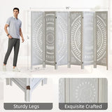 Asnefeli 6 Panel Room Divider, Wood Carved Room Divider and Privacy Screen, Folding Room Partition Screen for Room Separation Home Bedroom Office Restaurant Portable Freestanding (Retro White) Asnefeli