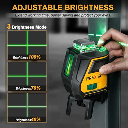 PREXISO 360 Laser Level with Tripod - IP54 Rechargeable Wide Angle Vertical Line Laser, 100Ft Green 3 Brightness Adjustment Self Leveling Cross Line for Construction, Floor Tile, Renovation - WoodArtSupply