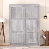 Ball & Cast Murphy Bed Full Size,Hideaway Beds Chest with Wardrobe,can be Folded,Wall Bedframe w/Wood Slat Support,No Box Spring Needed,for Bedroom Apartment,Grey Ball & Cast