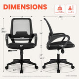 NEO Chair Office Desk Ergonomic Mesh Computer Chair with Lumbar Support Adjustable Height Swivel Rolling Wheels Comfy Mid Back Task Chair for Home Bedroom Vanity Study (Black) NEO CHAIR
