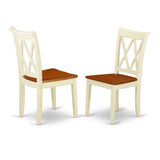 East West Furniture ANCL3-BMK-W 3 Piece Dining Table Set for Small Spaces Contains a Round Kitchen Table with Pedestal and 2 Dining Chairs, 36x36 Inch, Buttermilk & Cherry East West Furniture