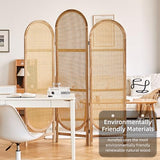 Asnefeli Room Divider 3 Panels, Hand-Woven Rattan Room Divider Wall, Foldable Wood Divider Screen, Creative Divider Wall, Folding Privacy Screens, Unique Design Privacy Divider Panel (Natural) Asnefeli