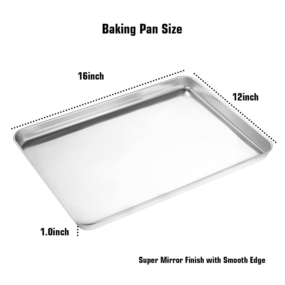 Wildone Baking Sheet & Rack Set [2 Sheets + 2 Racks], Stainless Steel Cookie Pan with Cooling Rack, Size 16 x 12 x 1 Inch, Non Toxic & Heavy Duty & Easy Clean Wildone