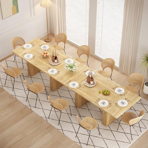 weselon 78 Inch Dining Table for 6 8 10, Modern Farmhouse Rectangular Kitchen Table, Long Dining Room Tables with Wood Strip Base for Kitchen Living Room (Natural) weselon