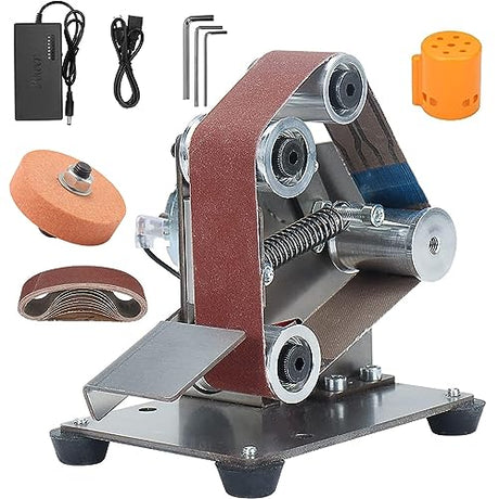 Baisiky Mini Belt Sander-Electric Bench Grinder Grinding Machine, 7 Adjustable Speed Grinder Polisher Knife Sander Tool for DIY Woodworking, Metal, Baisiky