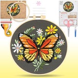 HTVRONT Embroidery Kit for Beginners, Butterfly Embroidery Kits with Step-by-Step Video Tutorials, Simple 6 Stitches Beginner Embroidery Kit for Adult Crafts