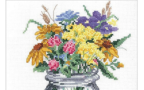 Janlynn 017-0112 "Wildflower Jar Counted Cross Stitch Kit Janlynn