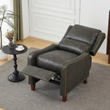 PATIOPTION Leather Pushback Recliner Chair, PU Leather Push Back Armchair, Upholstered Recliner Chair 105-135 Degree Adjustable, Retro Accent Chair for Living Room Bedroom - Gray